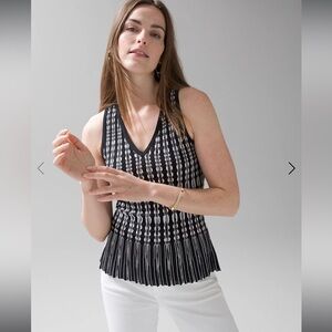 NWT White House Black Market WHBM Sleeveless Mixed Stitch Peplum Top Size Large